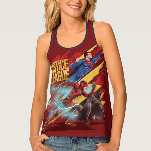 Justice League | Superman, Flash, & Batman Badge Tank Top (Front)