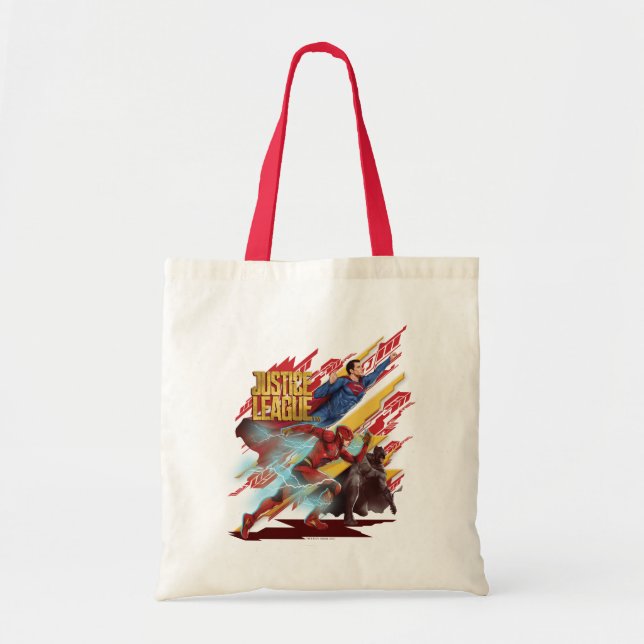 Justice League | Superman, Flash, & Batman Badge Tote Bag (Front)