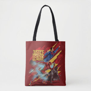 Justice League Superman, Flash, & Batman Badge Tote Bag