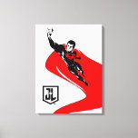 Justice League | Superman Flying Noir Pop Art Canvas Print<br><div class="desc">Check out this pop art style Justice League's Superman drawing as he flies through the air. This black and white drawing is offset by his bright red cape and red S-Shield logo on his chest.</div>