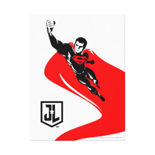 Justice League   Superman Flying Noir Pop Art Canvas Print