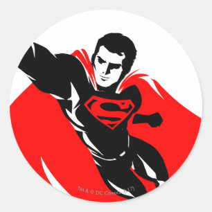 Justice League Superman Flying Noir Pop Art Classic Round Sticker