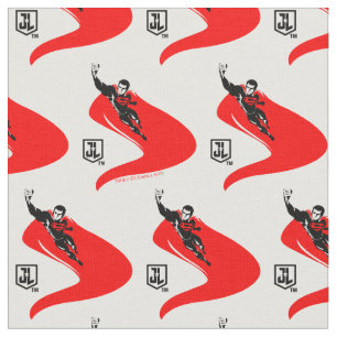 Justice League Superman Flying Noir Pop Art Fabric