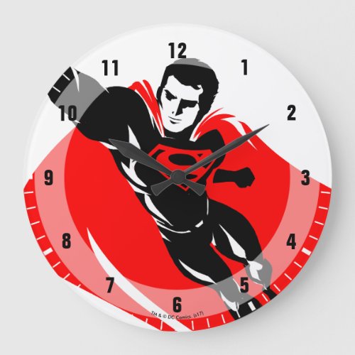 Justice League  Superman Flying Noir Pop Art Large Clock