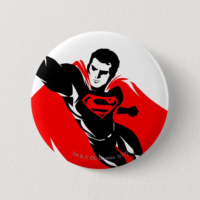 Justice League | Superman Flying Noir Pop Art Pinback Button (Front)