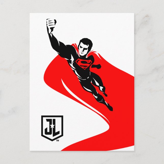 Justice League | Superman Flying Noir Pop Art Postcard (Front)