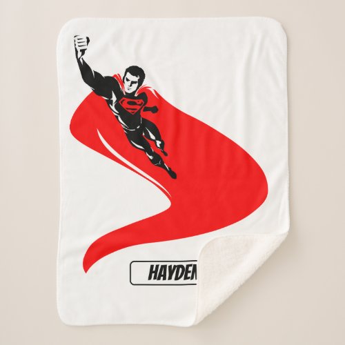Justice League  Superman Flying Noir Pop Art Sherpa Blanket