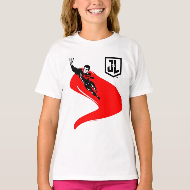 Justice League | Superman Flying Noir Pop Art T-Shirt (Front)