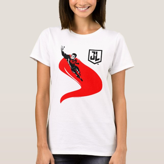 Justice League | Superman Flying Noir Pop Art T-Shirt (Front)