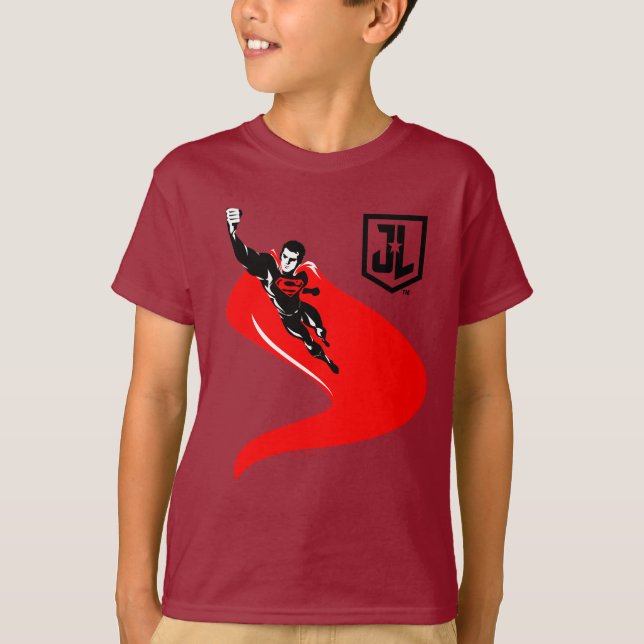 Justice League | Superman Flying Noir Pop Art T-Shirt (Front)