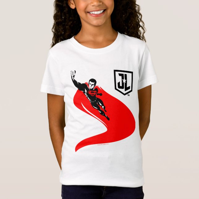 Justice League | Superman Flying Noir Pop Art T-Shirt (Front)