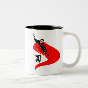 Justice League Superman Flying Noir Pop Art Two-Tone Coffee Mug