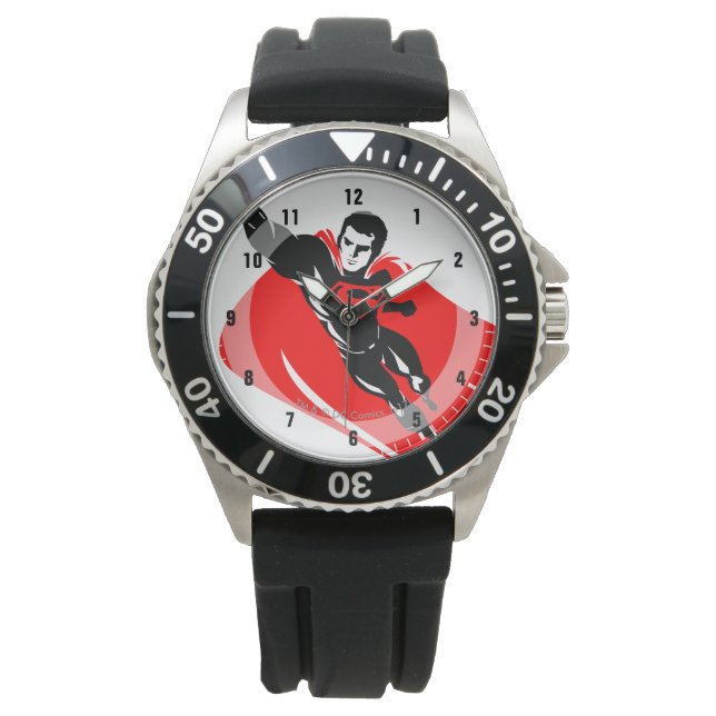 Justice League | Superman Flying Noir Pop Art Watch (Front)