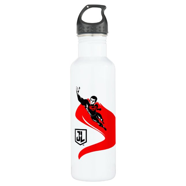 Justice League | Superman Flying Noir Pop Art Water Bottle (Front)