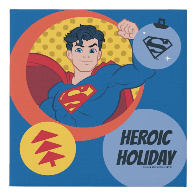 Justice League Superman Holiday Bauble Faux Canvas Print (Front)