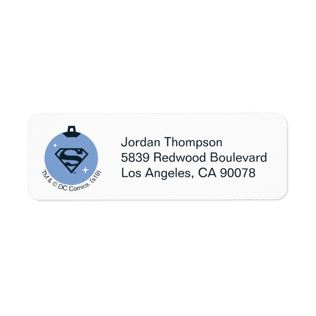 Justice League Superman Holiday Bauble Label (Front)