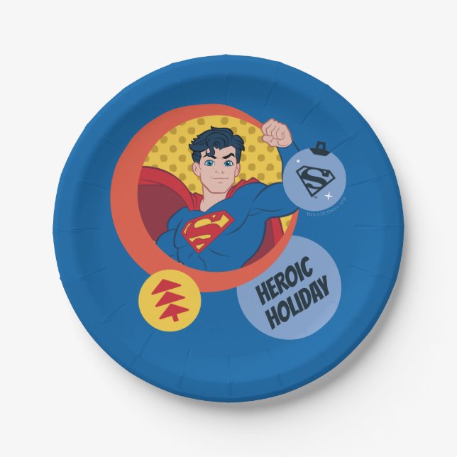 Justice League Superman Holiday Bauble Paper Plates (Front)