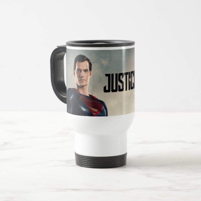 Justice League | Superman On Battlefield Travel Mug (Front Left)