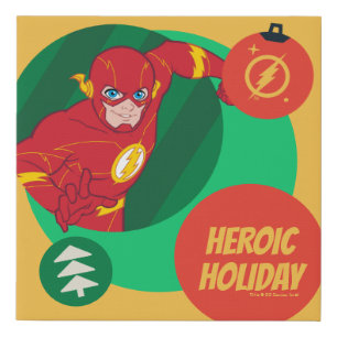 Justice League The Flash Holiday Bauble Faux Canvas Print