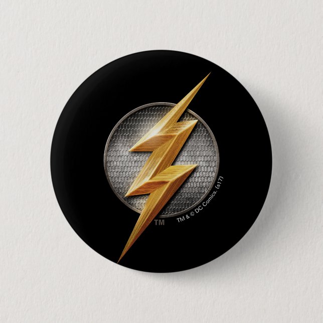 Justice League | The Flash Metallic Bolt Symbol Button (Front)