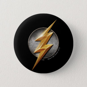 Justice League   The Flash Metallic Bolt Symbol Button