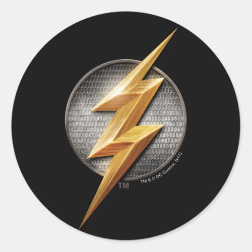 Justice League  The Flash Metallic Bolt Symbol Classic Round Sticker