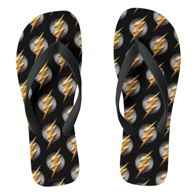 Justice League | The Flash Metallic Bolt Symbol Flip Flops (Footbed)