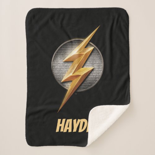 Justice League  The Flash Metallic Bolt Symbol Sherpa Blanket