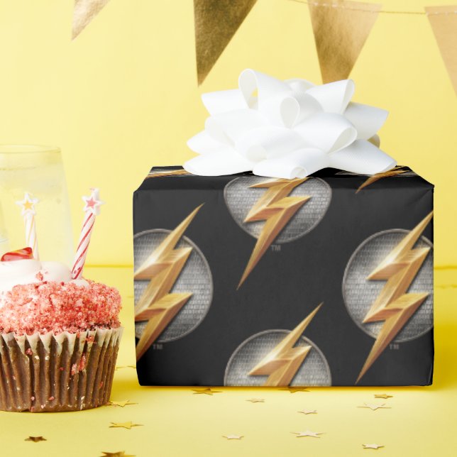 Justice League | The Flash Metallic Bolt Symbol Wrapping Paper (Birthday Party)