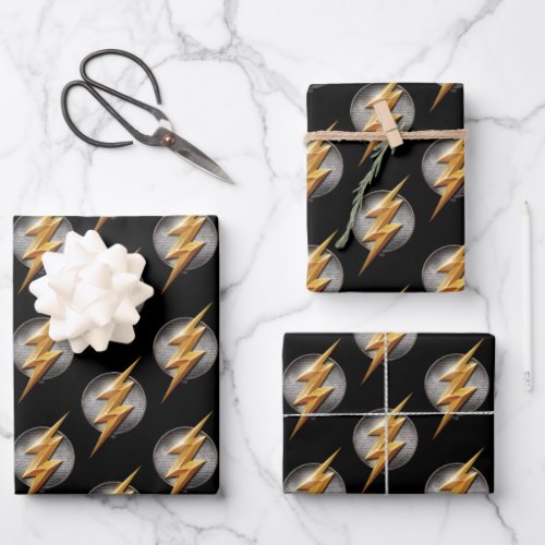 Justice League  The Flash Metallic Bolt Symbol Wrapping Paper Sheets