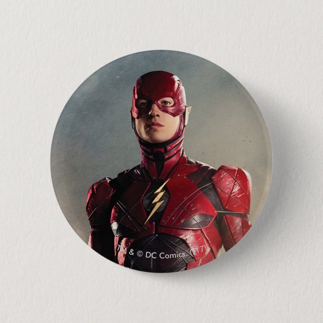 Justice League | The Flash On Battlefield Pinback Button (Front)