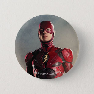 Justice League   The Flash On Battlefield Pinback Button