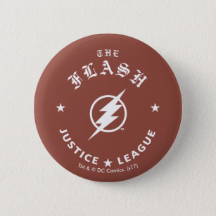 Justice League   The Flash Retro Lightning Emblem Button
