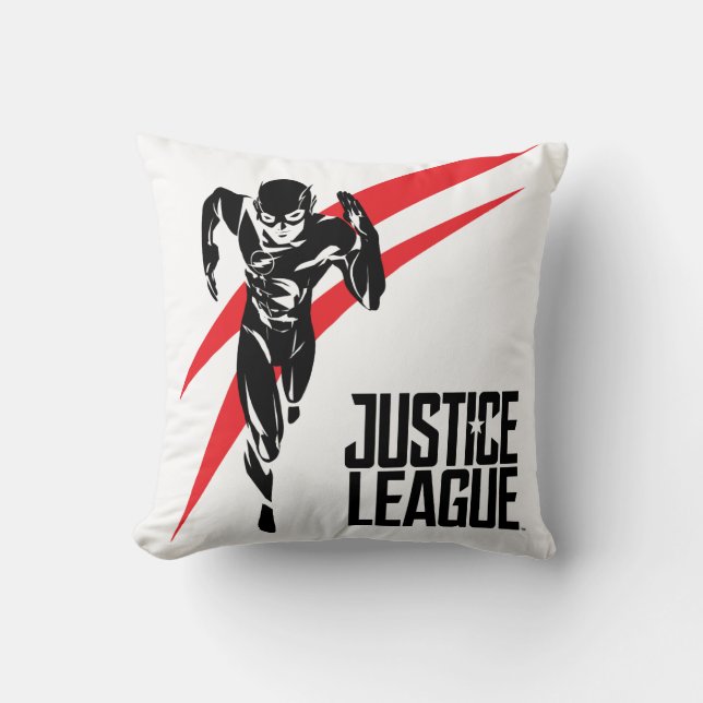 Justice League | The Flash Running Noir Pop Art Throw Pillow (Front)