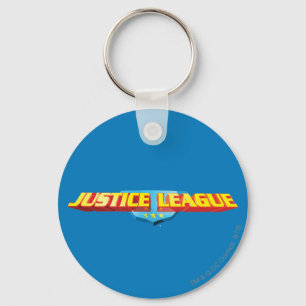 Justice League Thin Name and Shield Logo Keychain