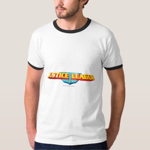 Justice League Thin Name and Shield Logo T_Shirt