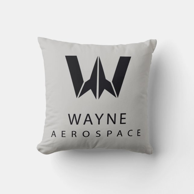 Justice League | Wayne Aerospace Logo Throw Pillow (Front)