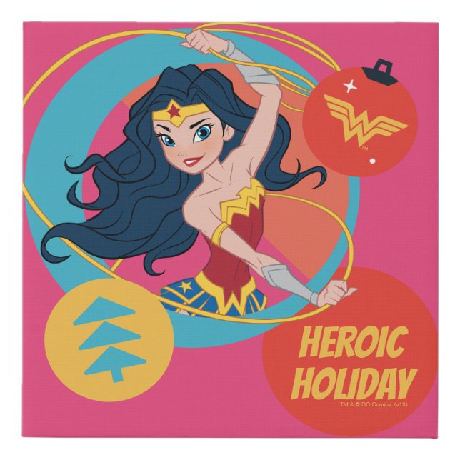 Justice League Wonder Woman Holiday Bauble Faux Canvas Print (Front)