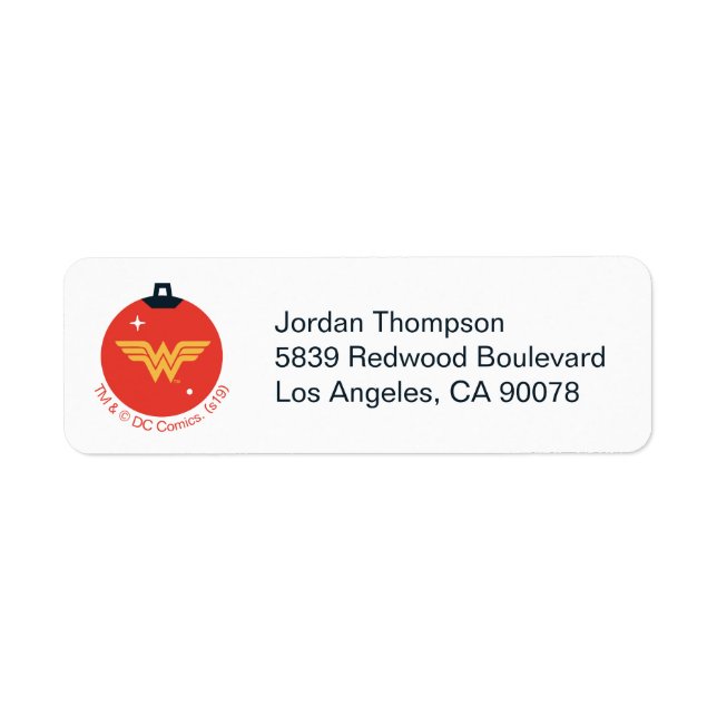 Justice League Wonder Woman Holiday Bauble Label (Front)