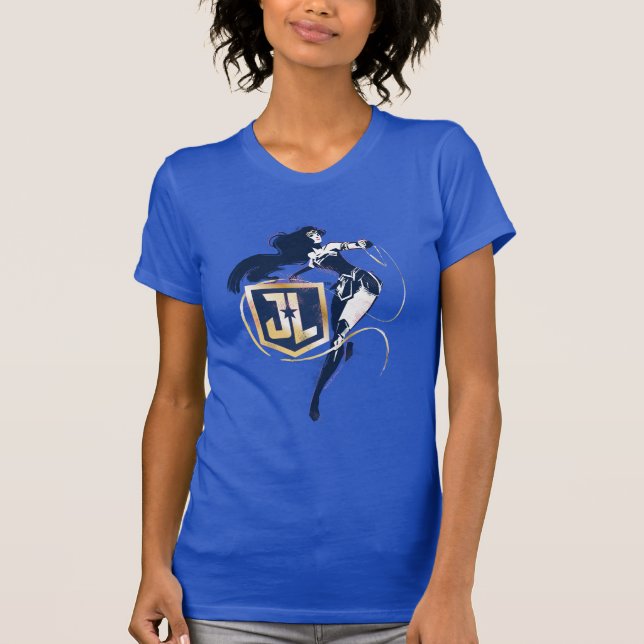 Justice League | Wonder Woman & JL Icon Pop Art T-Shirt (Front)