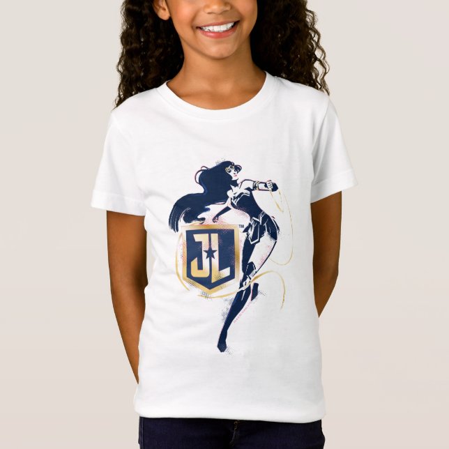 Justice League | Wonder Woman & JL Icon Pop Art T-Shirt (Front)