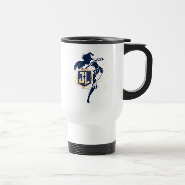 Justice League | Wonder Woman & JL Icon Pop Art Travel Mug (Right)