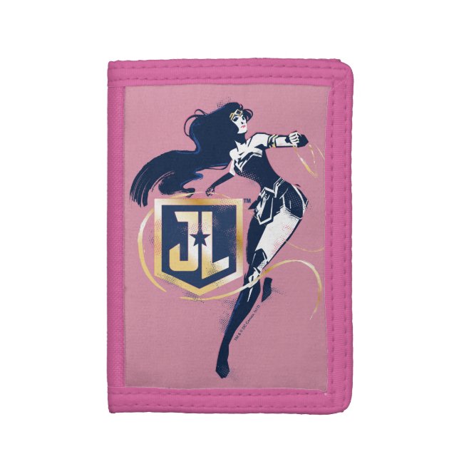 Justice League | Wonder Woman & JL Icon Pop Art Tri-fold Wallet (Front Vertical)