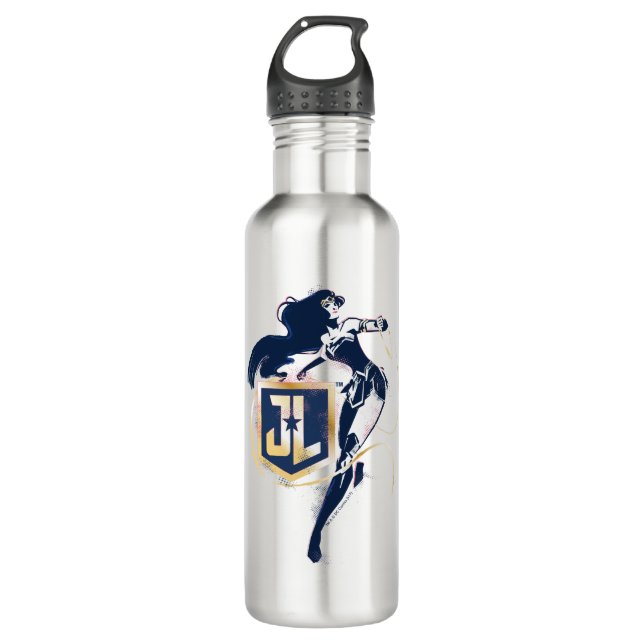 Justice League | Wonder Woman & JL Icon Pop Art Water Bottle (Front)