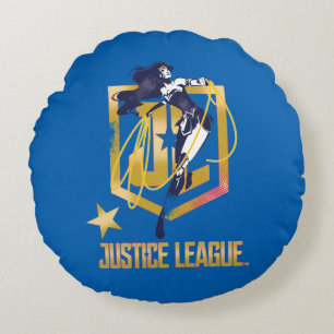 Justice League   Wonder Woman JL Logo Pop Art Round Pillow