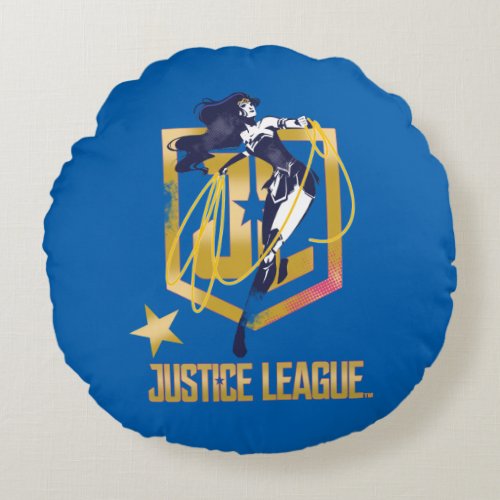 Justice League  Wonder Woman JL Logo Pop Art Round Pillow