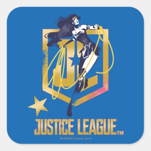 Justice League  Wonder Woman JL Logo Pop Art Square Sticker