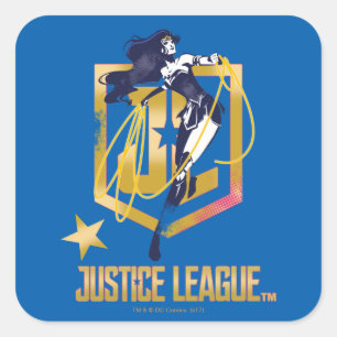 Justice League Wonder Woman JL Logo Pop Art Square Sticker
