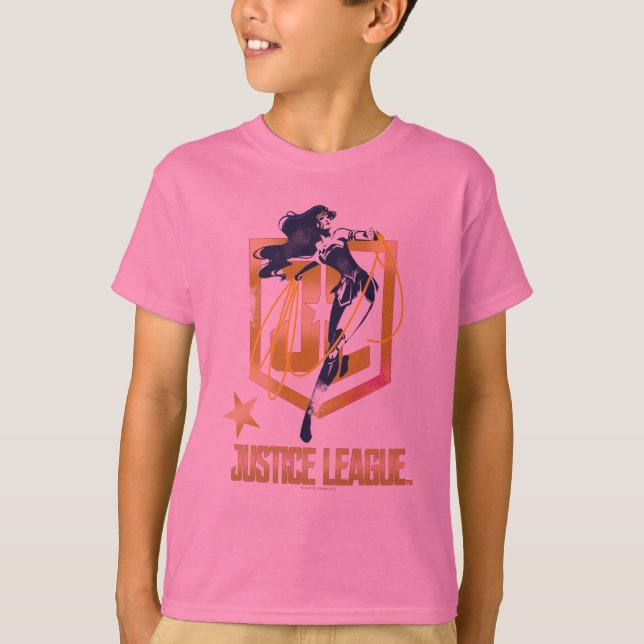Justice League | Wonder Woman JL Logo Pop Art T-Shirt (Front)