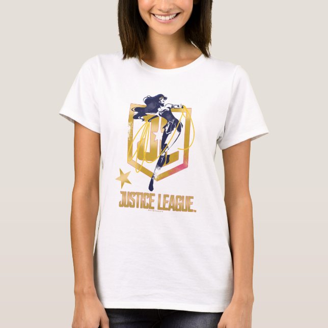Justice League | Wonder Woman JL Logo Pop Art T-Shirt (Front)